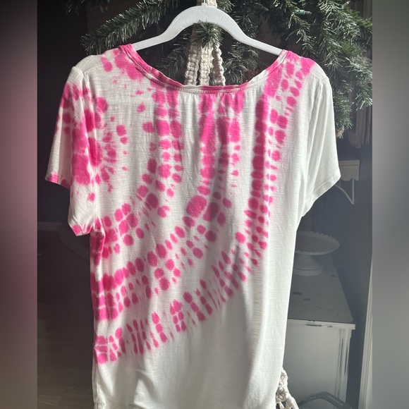 INC International Concepts Pink & white tie-dyed T-shirt with sequins | L - Picture 4 of 6
